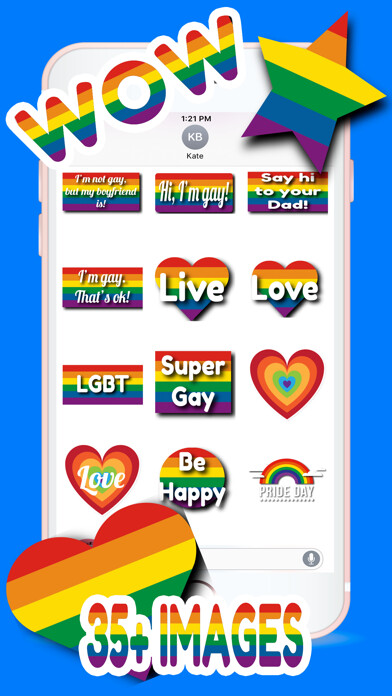 Emulate iPhone app Gay Pride Stickers Pack using MyAndroid