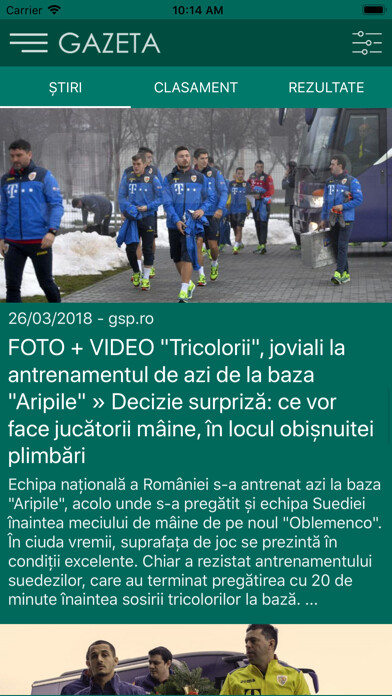 Emulate iPhone app Gazeta - Ştiri din sport using MyAndroid