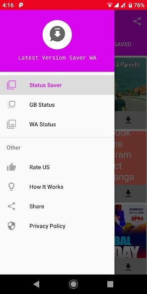 Run android online APK Gb Latest Version Status Saver from MyAndroid or emulate Gb Latest Version Status Saver using MyAndroid