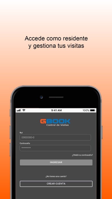 Emulate iPhone app GBook Control de Visitas using MyAndroid