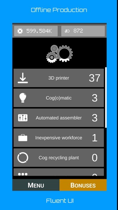 Emulate iPhone app Gear Factory: Incremental Game using MyAndroid