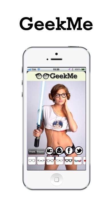 Emulate iPhone app Geek Me - Geekfy yourself! Augmented Reality to add funny Geek Glasses using MyAndroid