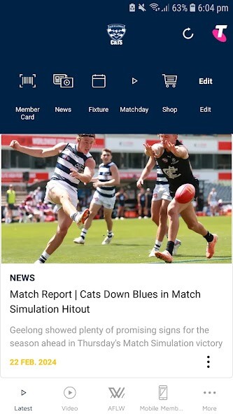 Emulate iPhone app Geelong Cats Official App using MyAndroid Emulate iPhone app Geelong Cats Official App using MyAndroid