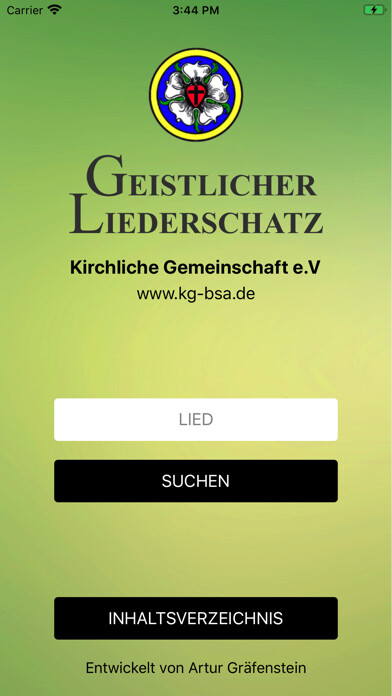 Emulate iPhone app Geistlicher Liederschatz using MyAndroid