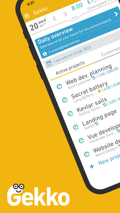 Emulate iPhone app Gekko Hours - Time tracking using MyAndroid