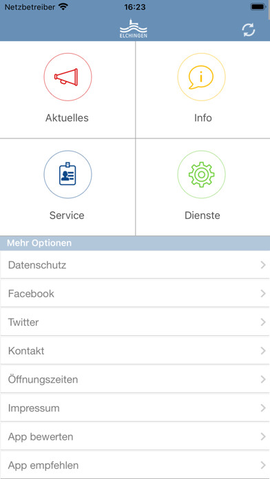 Emulate iPhone app Gemeinde Elchingen using MyAndroid