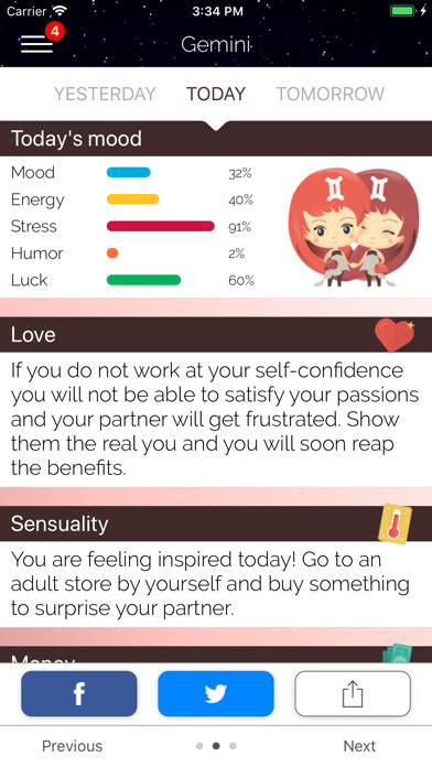 Emulate iPhone app Gemini Horoscope Daily using MyAndroid