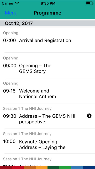 Emulate iPhone app GEMS: Symposium using MyAndroid