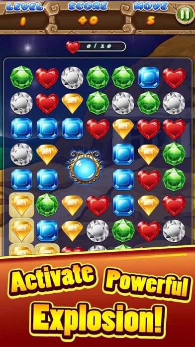 Emulate iPhone app Gems Treasures Hunter Match3 using MyAndroid