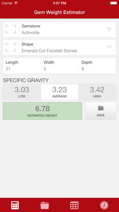 Emulate iPhone app Gem Weight Estimator using MyAndroid