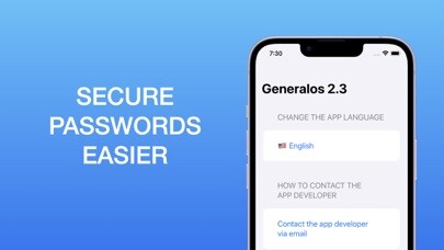 Emulate iPhone app Generalos: Password Manager using MyAndroid