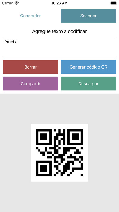 Emulate iPhone app GeneratorQR using MyAndroid