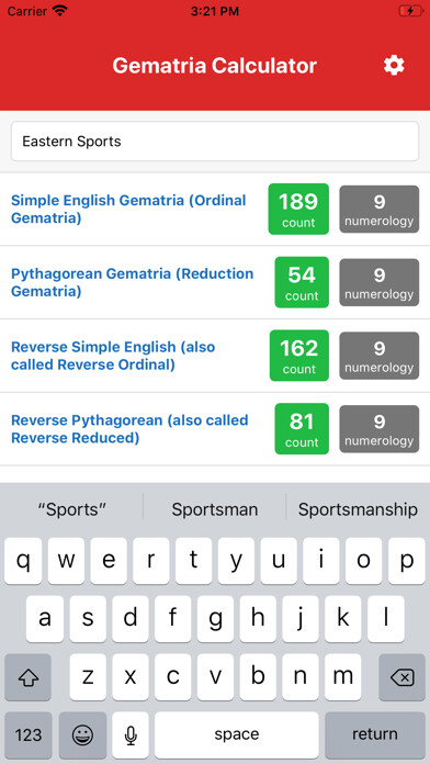 Emulate iPhone app GEN Gematria Calculator using MyAndroid