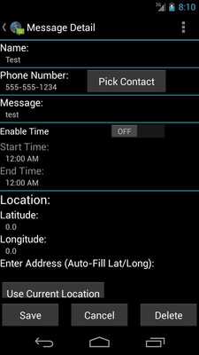 Emulate Android APK GeoMessage: Auto Location Text