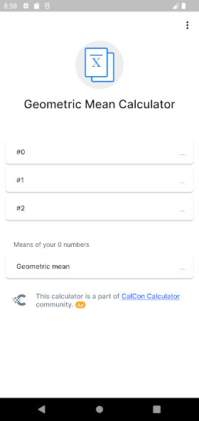 Run android online APK Geometric Mean Calculator from MyAndroid or emulate Geometric Mean Calculator using MyAndroid Run android online APK Geometric Mean Calculator from MyAndroid or emulate Geometric Mean Calculator using MyAndroid