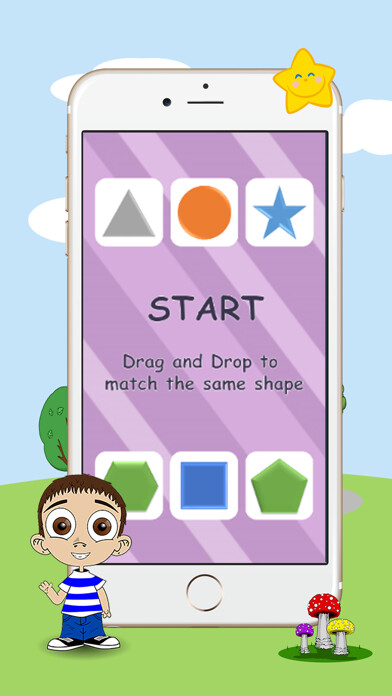 Emulate iPhone app Geometric shapes matching game preschoolers math using MyAndroid