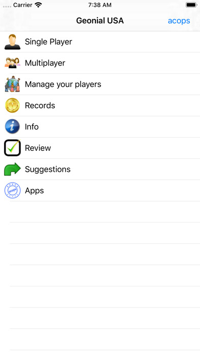 Emulate iPhone app Geonial USA using MyAndroid