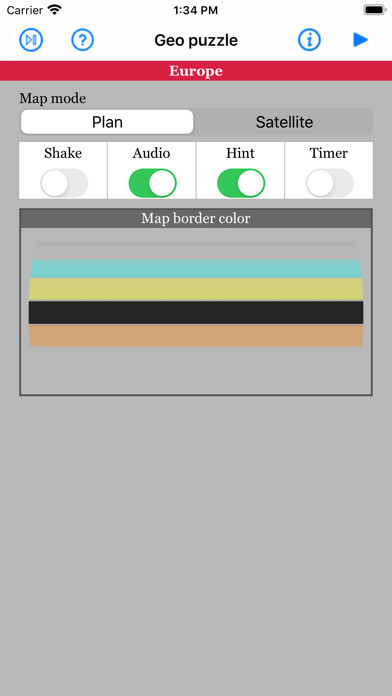 Emulate iPhone app GeoPuzzleEurope using MyAndroid