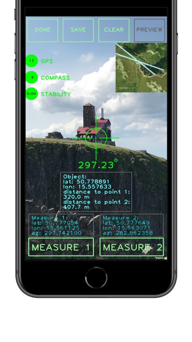 Emulate iPhone app Geo Rangefinder using MyAndroid