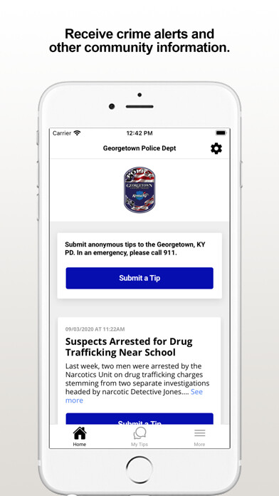 Emulate iPhone app Georgetown KY PD using MyAndroid