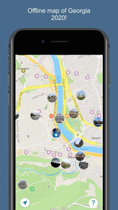 Emulate iPhone app Georgia 2020 — offline map using MyAndroid