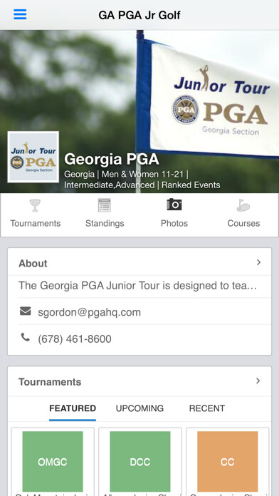 Emulate iPhone app Georgia PGA Junior Tour using MyAndroid