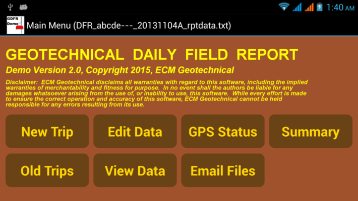 Emulate Android APK Geotechnical DFR Demo Emulate Android APK Geotechnical DFR Demo