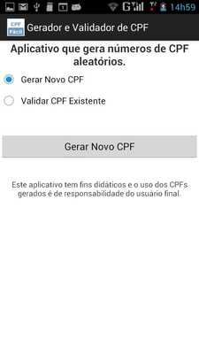 Emulate Android APK Gerador e Validador de CPF