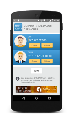 Emulate Android APK Gerador/Validador CPF CNPJ Emulate Android APK Gerador/Validador CPF CNPJ