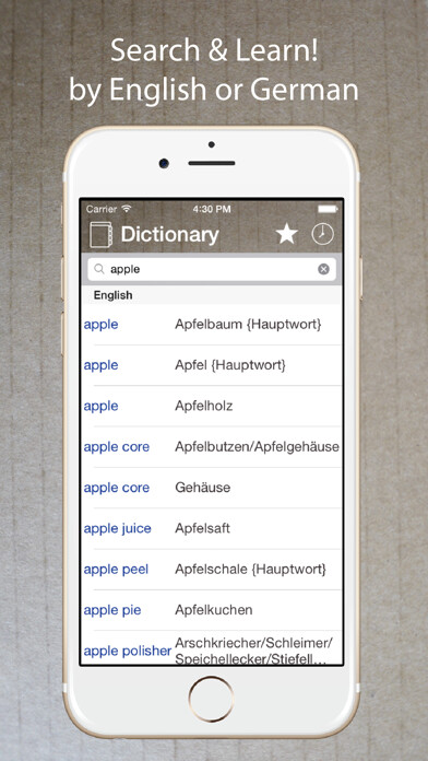 Emulate iPhone app German English Dictionary Lite using MyAndroid