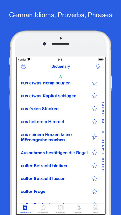 Emulate iPhone app German Idioms, Proverbs using MyAndroid