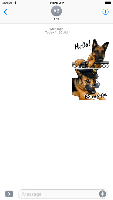 Emulate iPhone app German Shepherd Dog Sticker using MyAndroid