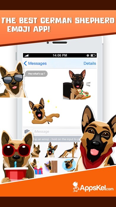 Emulate iPhone app German Shepherd Emoji Sticker using MyAndroid