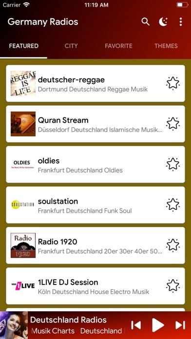 Emulate iPhone app Germany Radios Online using MyAndroid