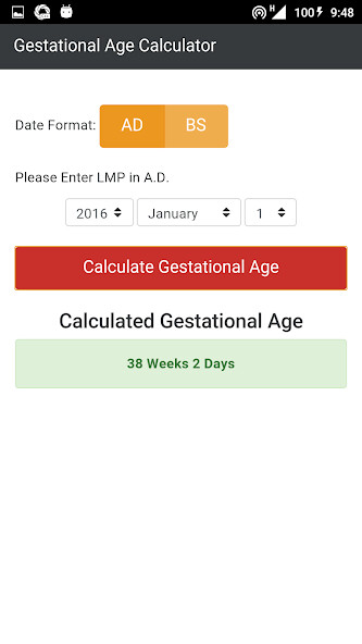 Emulate iPhone app Gestational Age using MyAndroid