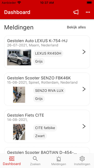 Emulate iPhone app Gestolen Objecten Register using MyAndroid