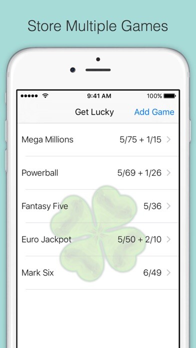 Emulate iPhone app Get Lucky Free, Lottery Number Generator using MyAndroid