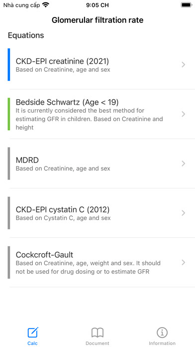 Emulate iPhone app GFR Calculator - eGFR Calc using MyAndroid