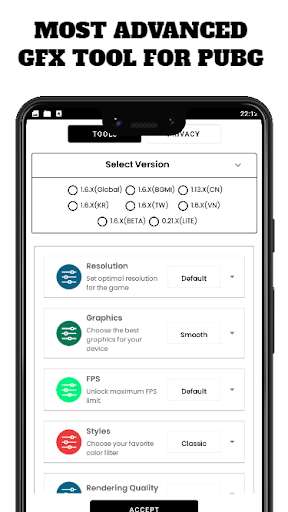Run android online APK GFX Tool For PUBG -  BGMI GFX from MyAndroid or emulate GFX Tool For PUBG -  BGMI GFX using MyAndroid