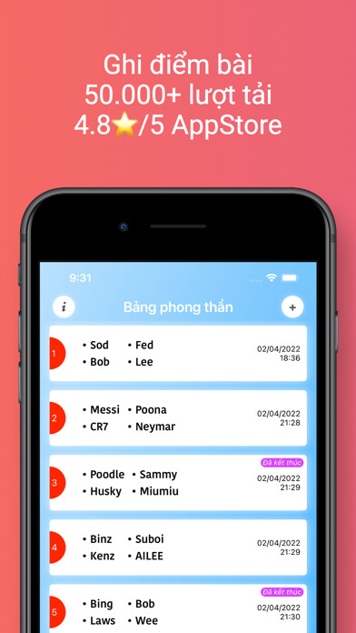 Emulate iPhone app Ghi điểm bài using MyAndroid
