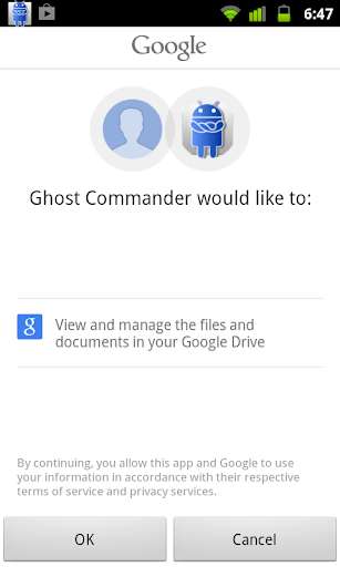 Emulate Android APK GhostCommander plugin: GDrive