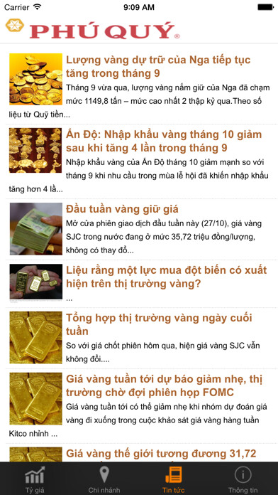 Emulate iPhone app giavang24h using MyAndroid
