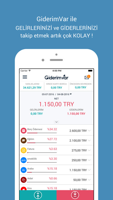 Emulate iPhone app GiderimVar - Gelir Gider Takip using MyAndroid Emulate iPhone app GiderimVar - Gelir Gider Takip using MyAndroid