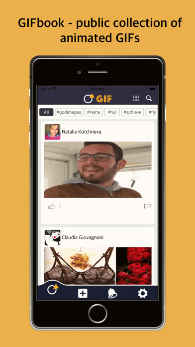 Emulate iPhone app GIFbook - gif maker online using MyAndroid