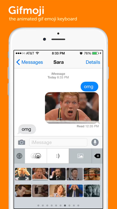 Emulate iPhone app Gifmoji - emoji animated gif keyboard using MyAndroid