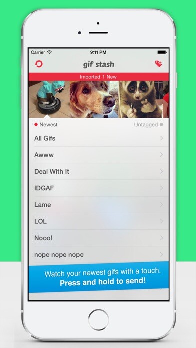 Emulate iPhone app Gif Stash – Organize, View & Send Animated Gifs using MyAndroid