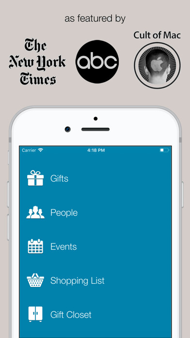 Emulate iPhone app Gifted - Gift List Manager using MyAndroid
