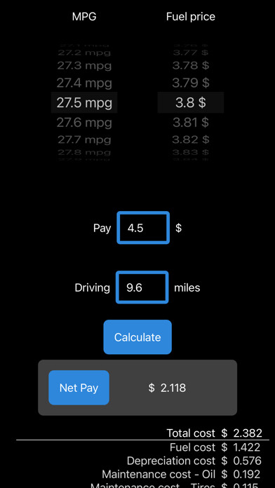 Emulate iPhone app Gig Calculator using MyAndroid