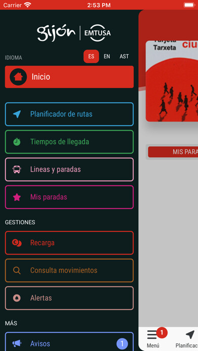 Emulate iPhone app Gijón EMTUSA using MyAndroid
