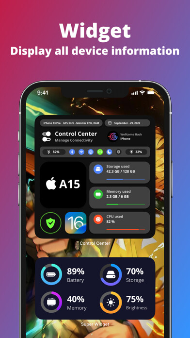 Emulate iPhone app G-Info: Monitor CPU,RAM,Widget using MyAndroid